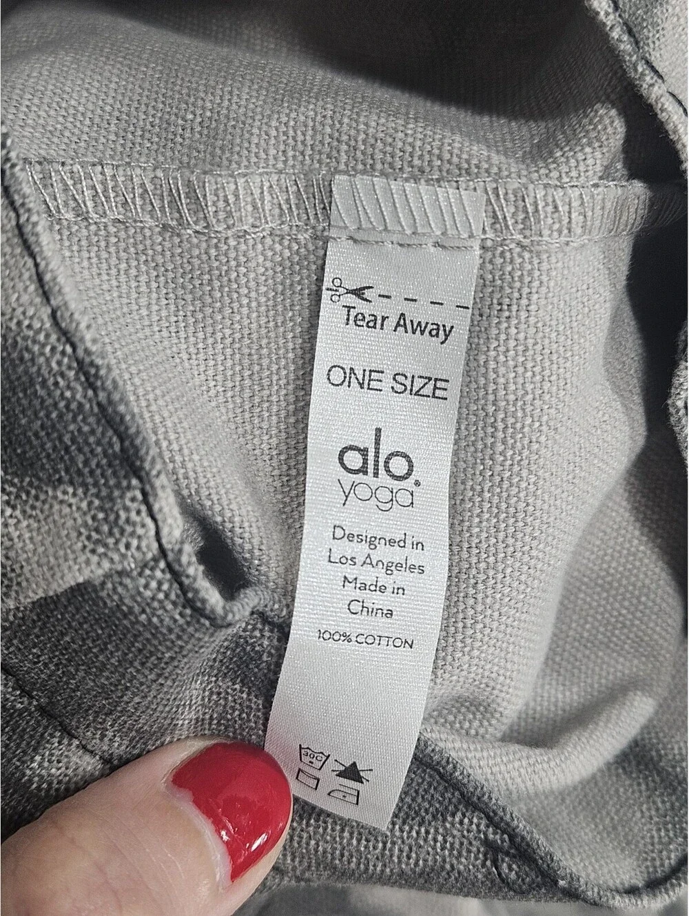 ALO Yoga Gray Tie Dye Large Canvas Tote Bag Gym Oblong Open Shoulder Strap